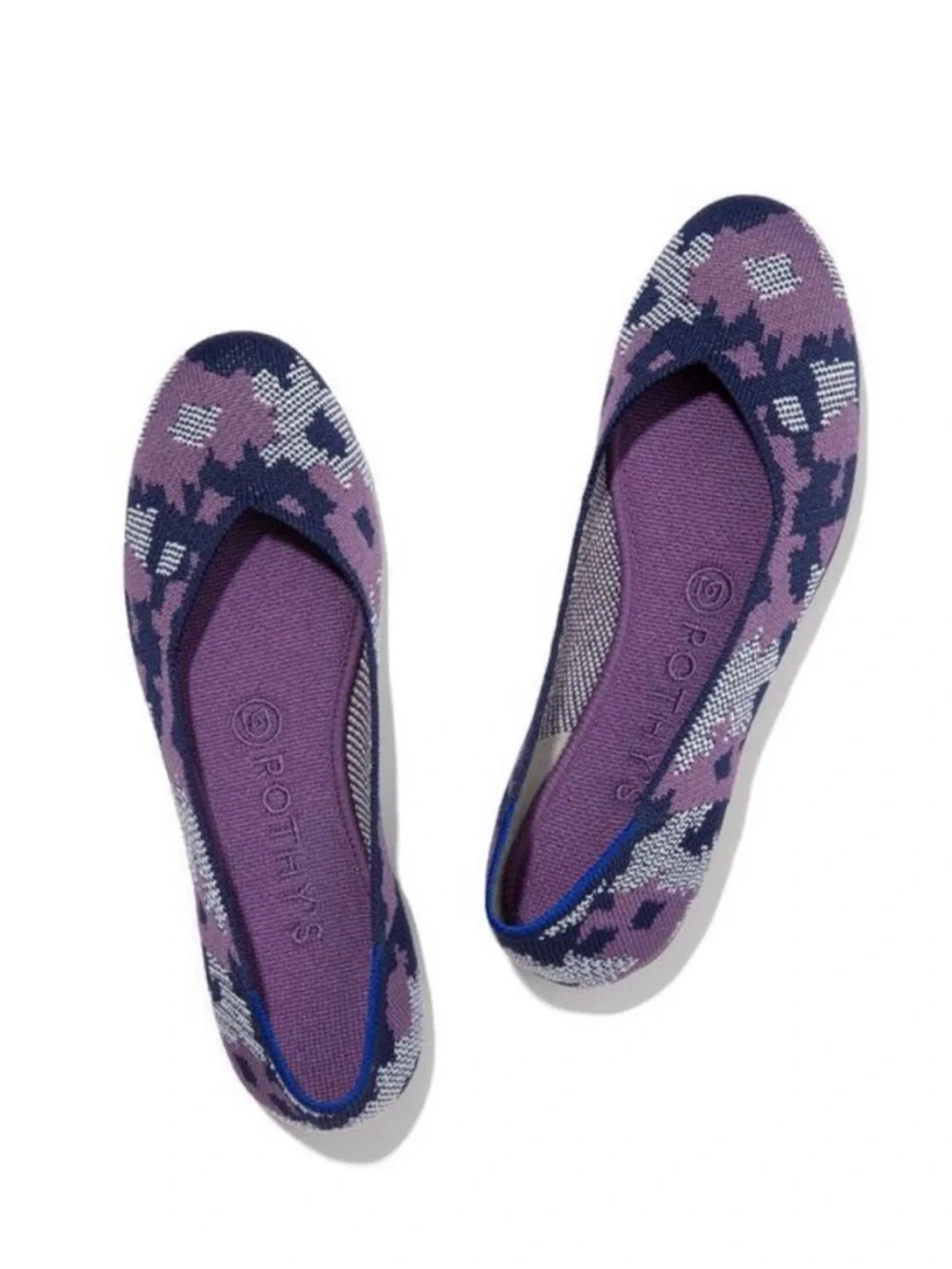 Rothy's The Flat Retired Color Violet Botanicamo Round Toe Sz 8 Missing Insoles